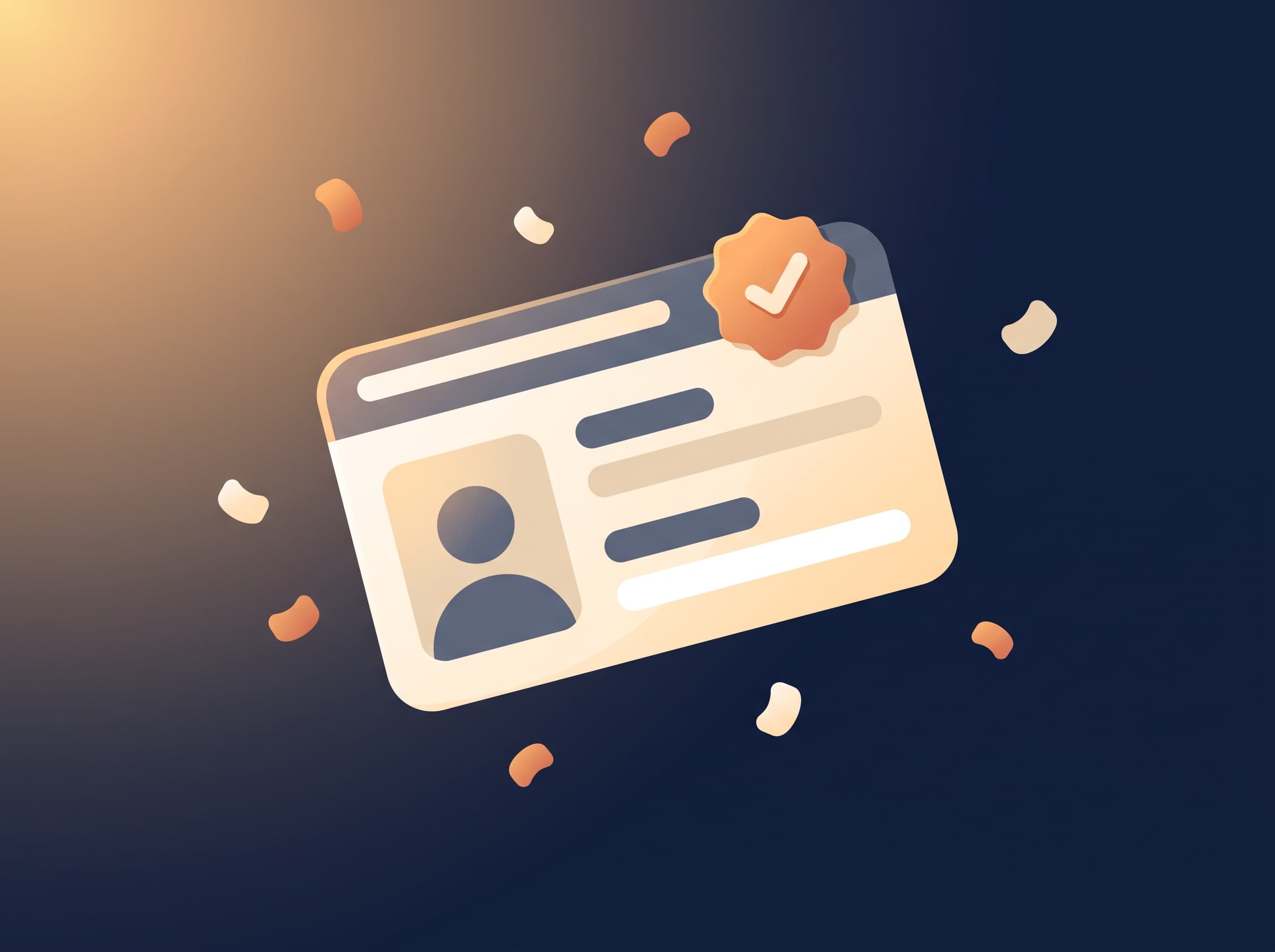 An approved TVDE license card with a checkmark and subtle confetti